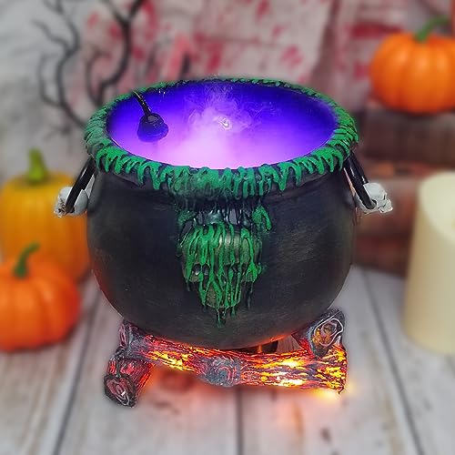 Halloween Witch Cauldron Decor with LED Mist Maker