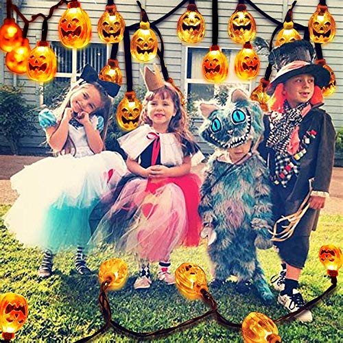 Senmao Home Decor Halloween Lights with 30 led Pumpkin Light,Orange Lights for Halloween 20ft 30LEDs,Halloween Outdoor Lights for Patio, Garden,Parties (IP65,8 Light Modes Warm White) …