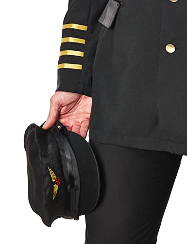 Dreamgirl Mens Mile high Pilot Hugh Jordan, Black, Medium