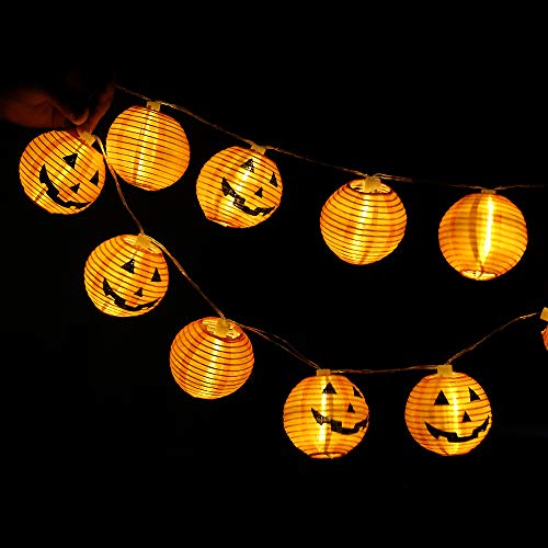 Makion Halloween Lights, Halloween Decorations Fairy Lights 2.5M/8.2FT 10 Led Pumpkin Lanterns Battery Powered String Lights