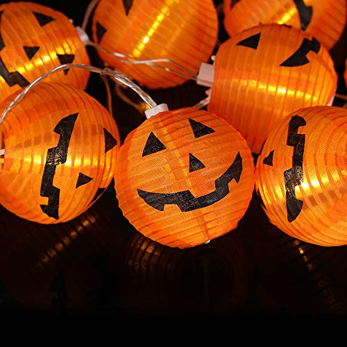 Makion Halloween Lights, Halloween Decorations Fairy Lights 2.5M/8.2FT 10 Led Pumpkin Lanterns Battery Powered String Lights