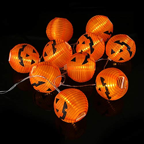 Makion Halloween Lights, Halloween Decorations Fairy Lights 2.5M/8.2FT 10 Led Pumpkin Lanterns Battery Powered String Lights