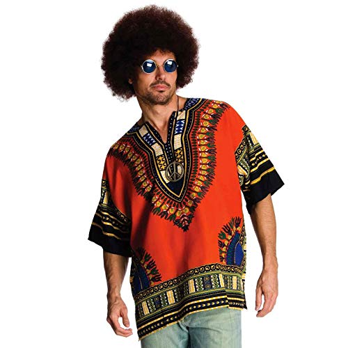 Rubie's mens Heroes and Hombres, Men's Hippie Shirt Wig adult sized costumes, Orange, Extra Large US