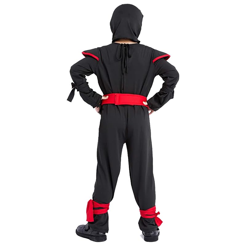 SATKULL Kids Ninja Costume with Halloween Ninja Accessories Boys Dress up Best Gifts(kids-M-6/7T)