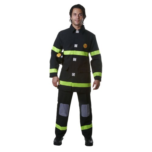 Dress Up America mens Black Fire Fighter adult sized costumes, Multi, X-Large US