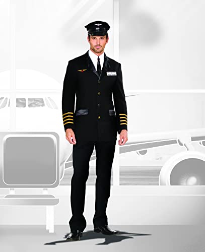 Dreamgirl Mens Mile high Pilot Hugh Jordan, Black, Medium