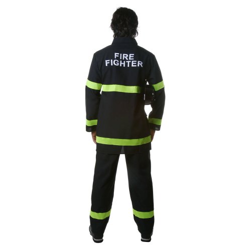Dress Up America mens Black Fire Fighter adult sized costumes, Multi, X-Large US