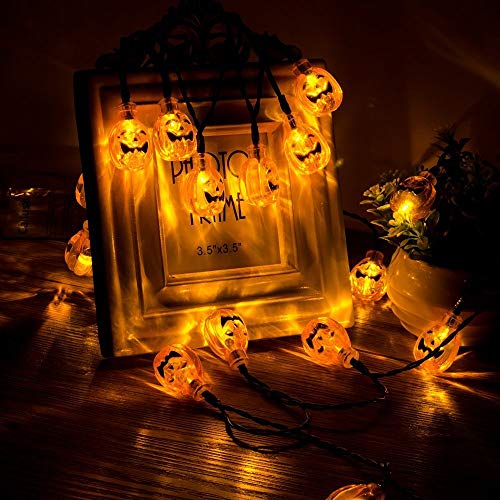Senmao Home Decor Halloween Lights with 30 led Pumpkin Light,Orange Lights for Halloween 20ft 30LEDs,Halloween Outdoor Lights for Patio, Garden,Parties (IP65,8 Light Modes Warm White) …
