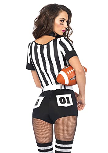 Leg Avenue M 3 Piece No Rules Referee Romper Set-Sexy Sports Halloween Costume for Women, Black/White, Medium