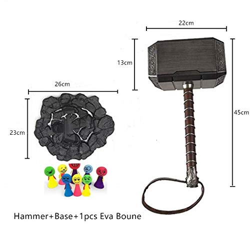 damdos Halloween Prop Cosplay Hammers,18" Thoss Role Play Weapon Thunder Hammers+ Stand Base, ABS Plastics Xmas Birthdays Gifts