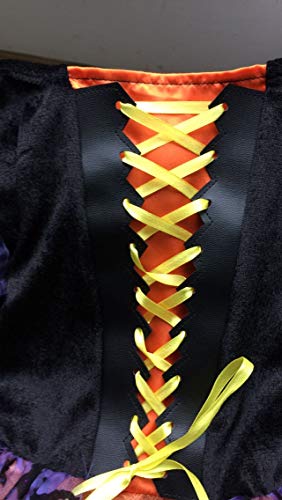 MONIKA FASHION WORLD Witch costume for girls with BROOM, black hat skirt lights up (Medium (6-8))