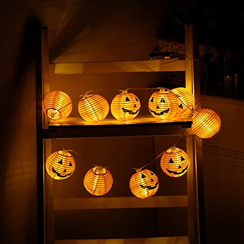 Makion Halloween Lights, Halloween Decorations Fairy Lights 2.5M/8.2FT 10 Led Pumpkin Lanterns Battery Powered String Lights