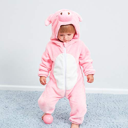 QZERPLAY Unisex Kids Baby Pig Cosplay Halloween Costumes Cartoon Outfit Hooded Homewear 70