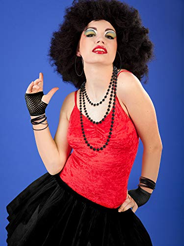 80s Accessories for Women Costume Lace Headband Earrings Fishnet Gloves Necklace Bracelet for 80's Party (Black)