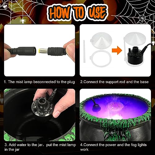 Halloween Witch Cauldron Decor with LED Mist Maker