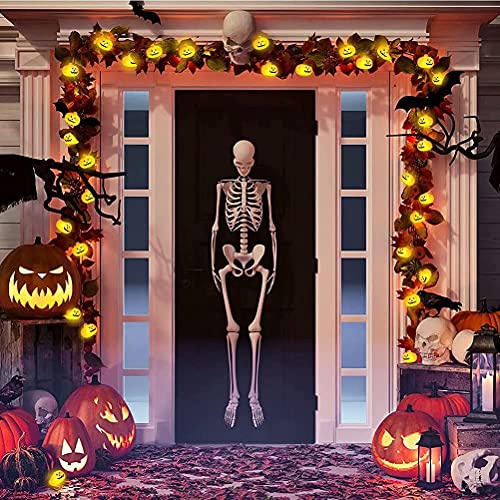 Pumpkin String Lights Halloween 3D Jack-O-Lantern Orange Strobe Light - 20 Scary LED Pumpkin Light Battery Powered with 2 Modes Steady or Flash 9.8 FT, Holiday for Outdoor Indoor Outside Party Decor