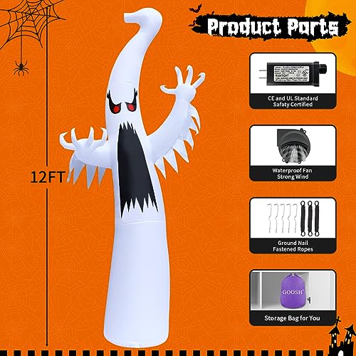 12 FT Halloween Ghost Inflatable Yard Decoration