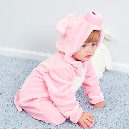 QZERPLAY Unisex Kids Baby Pig Cosplay Halloween Costumes Cartoon Outfit Hooded Homewear 70