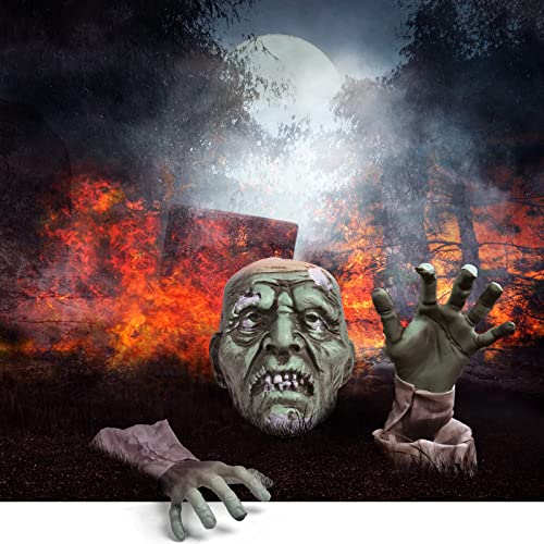 Fun Little Toys Zombie Groundbreaker Halloween Decorations Outdoor, Crawling Skulls in Ground, Climbing Skeleton Head, Yard Lawn Garden Stake Graveyard Decor Party Props