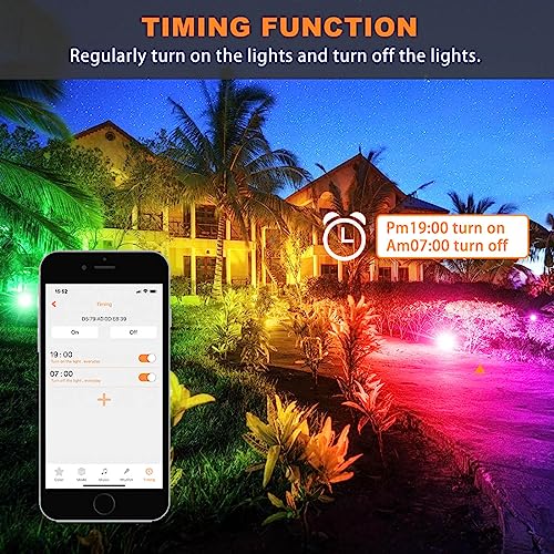 ILC LED Flood Light 30W Outdoor RGB Color Changing, Smart Floodlights RGBW 2700K Warm White & 16 Million Colors, 20 Modes, Grouping, Timing, IP66 Waterproof (2 Pack)