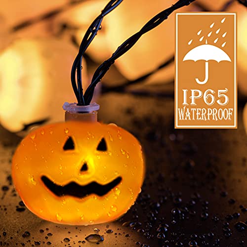Pumpkin String Lights Halloween 3D Jack-O-Lantern Orange Strobe Light - 20 Scary LED Pumpkin Light Battery Powered with 2 Modes Steady or Flash 9.8 FT, Holiday for Outdoor Indoor Outside Party Decor