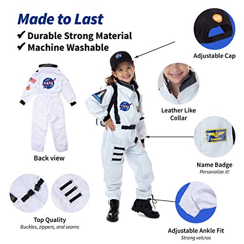 Born Toys Astronaut Costume for Kids for Ages 3-7, Space Toys Includes Kids Space Suit, Kids NASA Hat, NASA Backpack - Toddler Dress Up & Pretend Play, Kids Astronaut Costumes for Boys & Girls