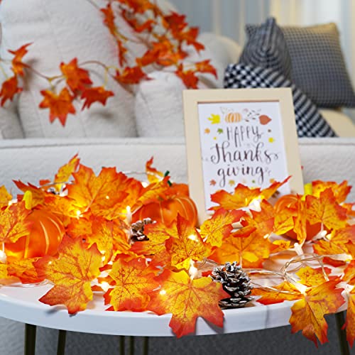 Homemory 2 Pack 33Ft 100 LED Fall Fairy String Lights, Battery Operated Thanksgiving Lights with Remote Waterproof 8 Modes Firefly Twinkle String Lights for Party Thanksgiving Decorations, Orange