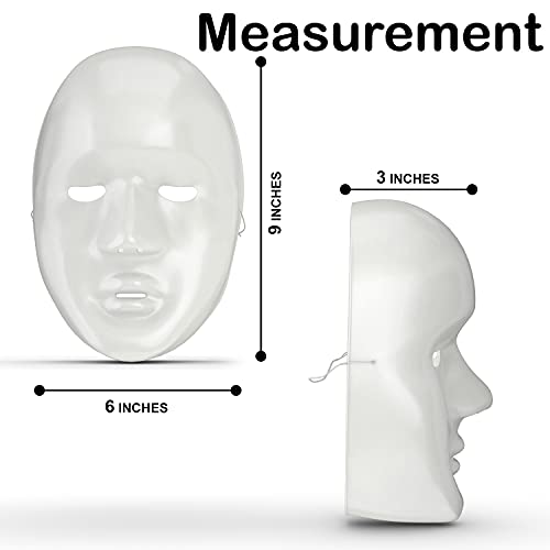 Oriental Trading DIY Halloween Plastic Face Masks - 9" | 12 Reusable White Masks for Masquerade Party, Painting Mask Cosplay, Creepy Mask, Kids Arts and Crafts Supplies, Halloween Costumes and Decor