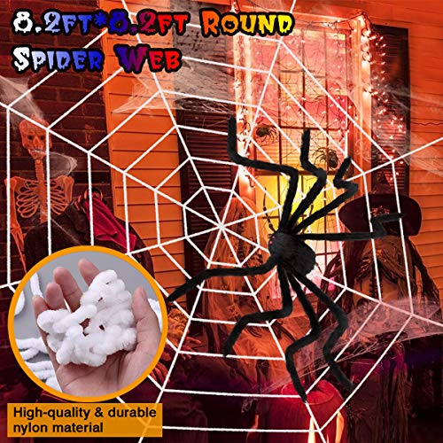 OPOLEMIN Halloween Spider Decorations, 2 * 50.4" Scary Giant Spiders + 2 Huge Halloween Spider Webs + Stretch Cobweb Set for Halloween Decorations Outdoor Yard Party Lawn Decor Props