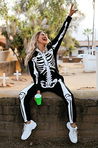 Tipsy Elves Women's Halloween Costume Outfit Skeleton Jumpsuit Medium