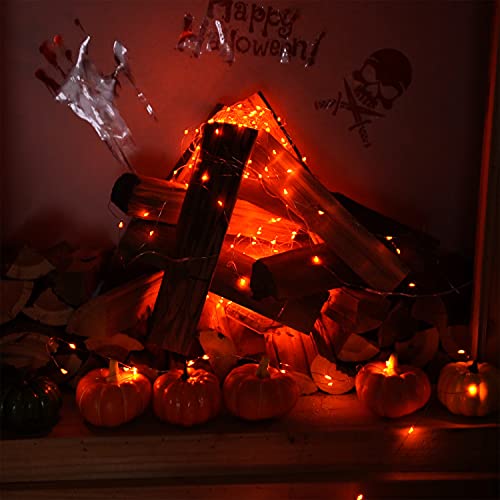 Homemory 2 Pack 33Ft 100 LED Fall Fairy String Lights, Battery Operated Thanksgiving Lights with Remote Waterproof 8 Modes Firefly Twinkle String Lights for Party Thanksgiving Decorations, Orange