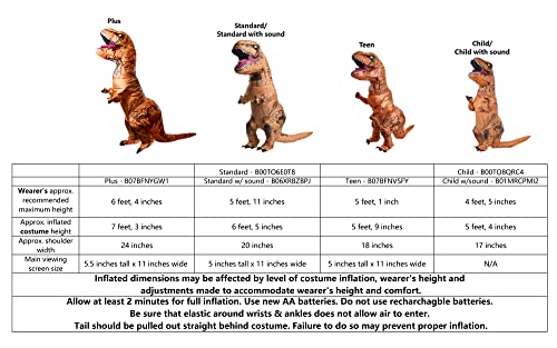 Teen Original Inflatable Dinosaur Costume, T-Rex
