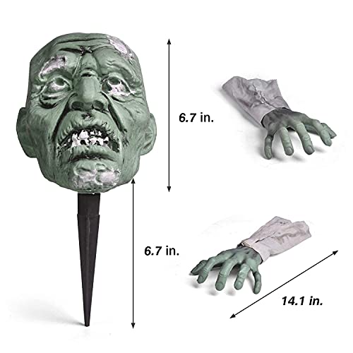 Fun Little Toys Zombie Groundbreaker Halloween Decorations Outdoor, Crawling Skulls in Ground, Climbing Skeleton Head, Yard Lawn Garden Stake Graveyard Decor Party Props
