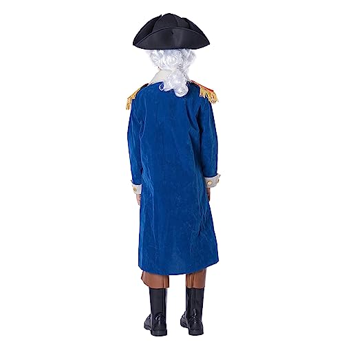 Spooktacular Creations George Washington Costume for Kids, Colonial Boys Costume Set with Wig and Hat for Halloween Dress Up Party (Medium (8-10yr))
