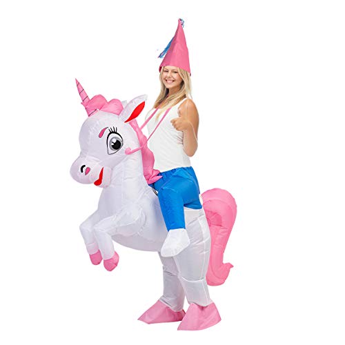 GOOSH Inflatable Unicorn Costume for Adult Halloween Costume Women Man 63IN Funny Blow up Costume for Halloween Party Cosplay