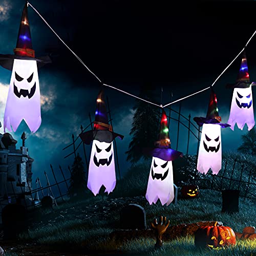 VIKASI Halloween Lights, 11.5ft Battery Operated 5 Ghost Led String Lights Halloween Decorations, Scary Halloween Decoration for Indoor Outdoor Home Party Halloween Decor