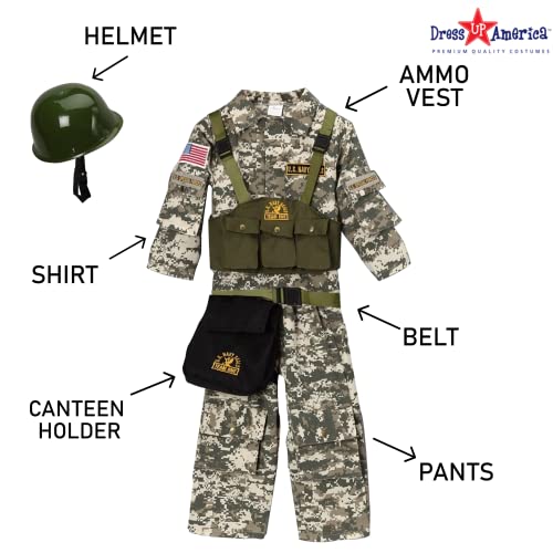 Dress Up America Army Costume for Kids - Soldier Costume Set for Boys and Girls - Special Forces Uniform Costume