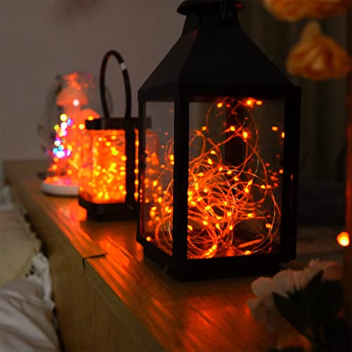 Homemory 2 Pack 33Ft 100 LED Fall Fairy String Lights, Battery Operated Thanksgiving Lights with Remote Waterproof 8 Modes Firefly Twinkle String Lights for Party Thanksgiving Decorations, Orange