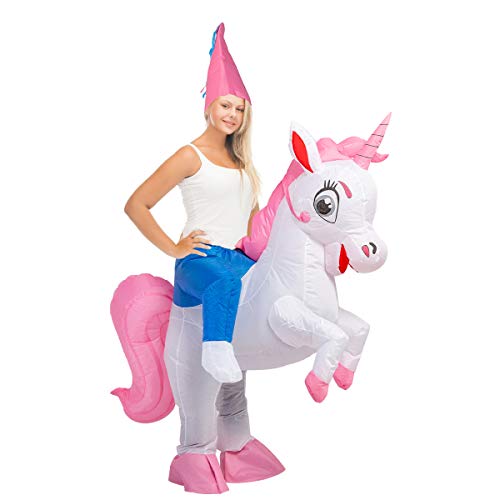 GOOSH Inflatable Unicorn Costume for Adult Halloween Costume Women Man 63IN Funny Blow up Costume for Halloween Party Cosplay