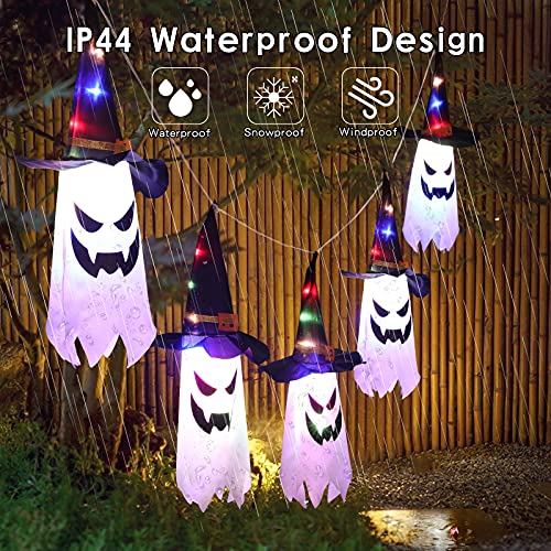 VIKASI Halloween Lights, 11.5ft Battery Operated 5 Ghost Led String Lights Halloween Decorations, Scary Halloween Decoration for Indoor Outdoor Home Party Halloween Decor