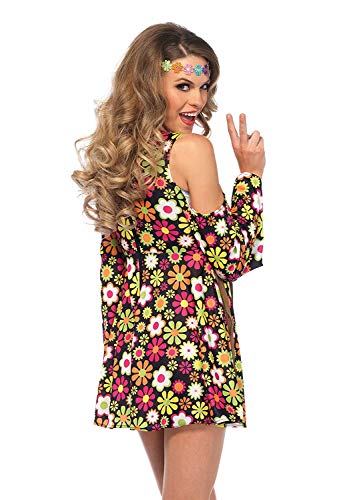 Leg Avenue Women's 2 Pc Starflower Hippie Costume with Dress, Headband, Multi, 3X / 4X