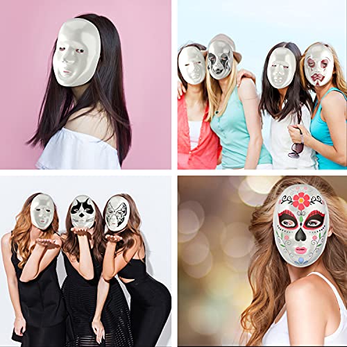 Oriental Trading DIY Halloween Plastic Face Masks - 9" | 12 Reusable White Masks for Masquerade Party, Painting Mask Cosplay, Creepy Mask, Kids Arts and Crafts Supplies, Halloween Costumes and Decor