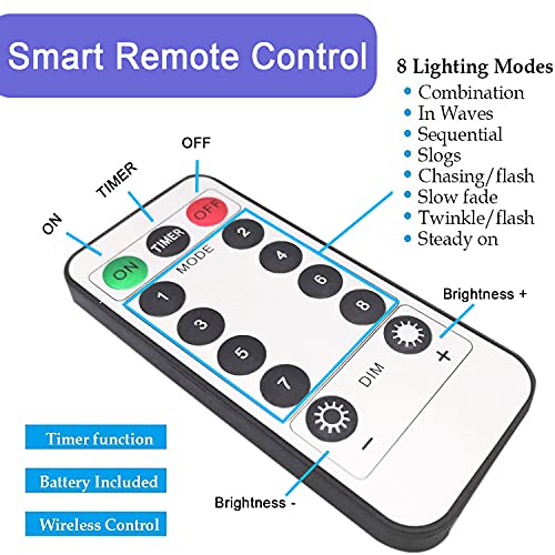 Homemory 2 Pack 33Ft 100 LED Fall Fairy String Lights, Battery Operated Thanksgiving Lights with Remote Waterproof 8 Modes Firefly Twinkle String Lights for Party Thanksgiving Decorations, Orange