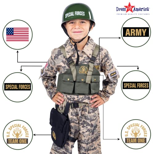 Dress Up America Army Costume for Kids - Soldier Costume Set for Boys and Girls - Special Forces Uniform Costume