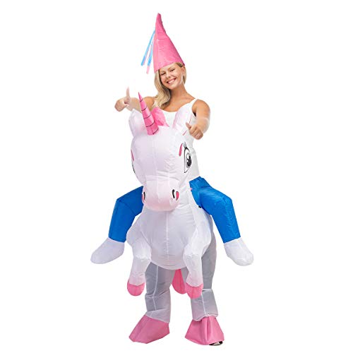 GOOSH Inflatable Unicorn Costume for Adult Halloween Costume Women Man 63IN Funny Blow up Costume for Halloween Party Cosplay