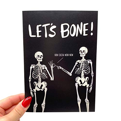 Sleazy Greetings Funny Valentine's Day Card For Husband Boyfriend Wife Girlfriend | Funny Birthday Card For Men Women | Naughty Valentine's Day Card For Him Her | Dirty Halloween Skeleton Card