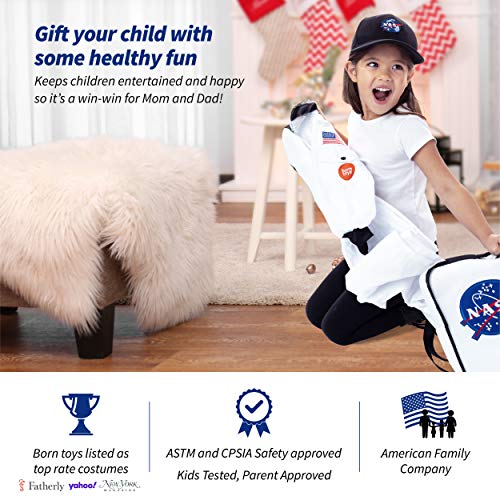 Born Toys Astronaut Costume for Kids for Ages 3-7, Space Toys Includes Kids Space Suit, Kids NASA Hat, NASA Backpack - Toddler Dress Up & Pretend Play, Kids Astronaut Costumes for Boys & Girls