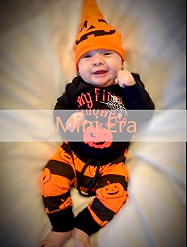 bakjuno Baby Boy My First Halloween Outfit Pumpkin Long Sleeve Pants Set(0-3 Months) Black