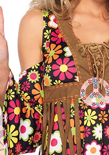 Leg Avenue Women's 2 Pc Starflower Hippie Costume with Dress, Headband, Multi, 3X / 4X