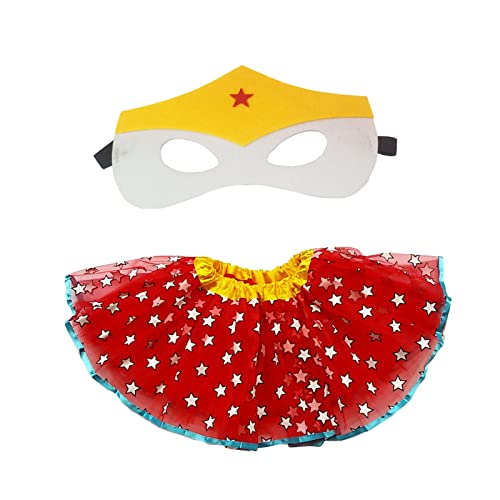 Danballto Halloween Tutu Costume for Girls Wonder Woman Toddler Girl Tutu Skirt Kids Cosplay (red Yellow)